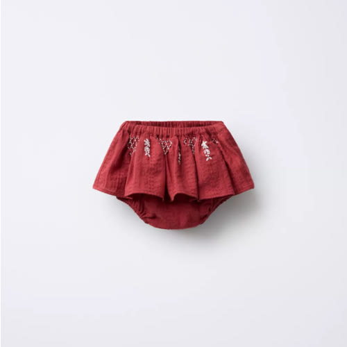 EMBROIDERED RUFFLED BOTTOMS - Red | ZARA United States