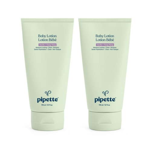 Pipette Baby Lotion - DHF10 New & Improved Formula, Hydration & Natural Moisture of Baby's Delicate Skin, Renewable Plant-Derived Squalane, Vanilla + Ylang Ylang Aroma, 5.7 fl oz (Pack of 2)