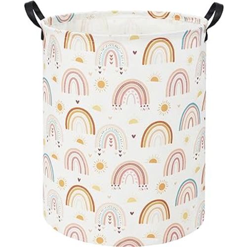 Rainbow Kids Laundry Basket Baby Hamper Rainbow Toy Storage Bin for Boys Room Decor Baby Nursery Hamper Gift Baskets for Bedroom Bathroom(Sun Rainbow)