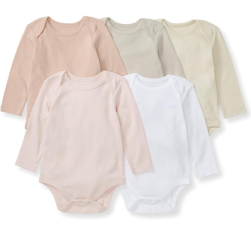 Burt's Bees Baby Bodysuits, Short Sleeve and Long Sleeve One-Pieces, 100% Organic Cotton, Pack of 5
