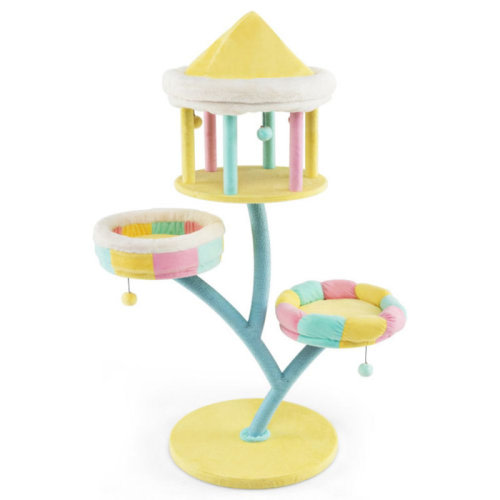 Tucker Murphy Pet™ Multi-layer Cat Tree Cat Tower With Open Condo 2 Removable Perches Dangling Balls | Wayfair