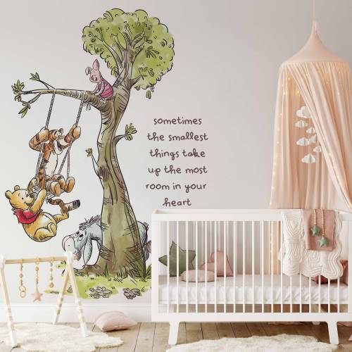 Winnie the Pooh Wall Decal Pooh Bear swing on the tree Wall Sticker for Nursery Wallpaper for kids gift ideas baby gift kids room Wall Art