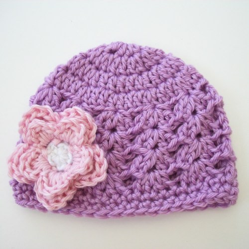 Baby Girl Shower Gift, Crochet Newborn Beanie, Hat with Flower | MakerPlace by Michaels