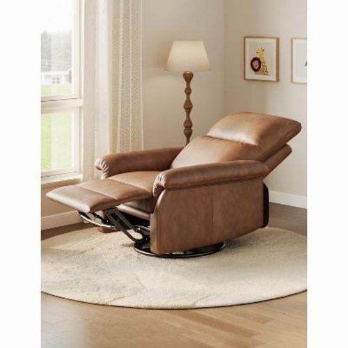 Manual Recliner Chair Swivel Rocker Glider Recliner with Padded Armrests, Black