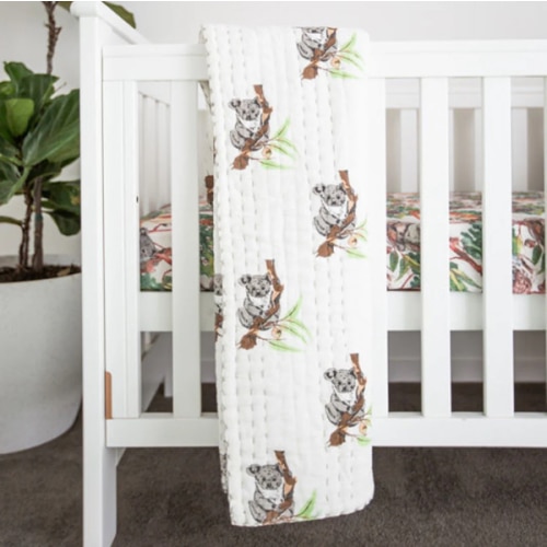 Koala Baby Blanket | Handmade Kantha Cot Quilt