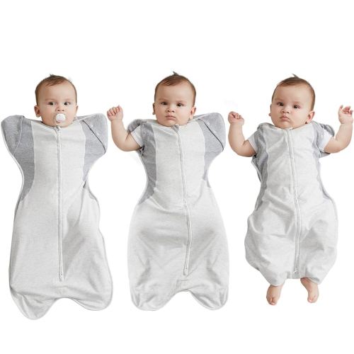 KIDIRA Transition Swaddle, Baby Swaddle 3-6 Months 12-18 lb, Arms in/Out Swaddle Sleep Sack with 2-Way Zipper Moisture-Wicking Fabric, Improves Sleep Snug Fit Helps Calm Startle Reflex