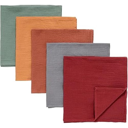 Muslin Receiving Blankets, Neutral Blanket Swaddling for Newborn Boys and Girls, 5 Pack Breathable and Skin-Friendly Swaddle Wrap for Infant Baby (Fresh Colors)