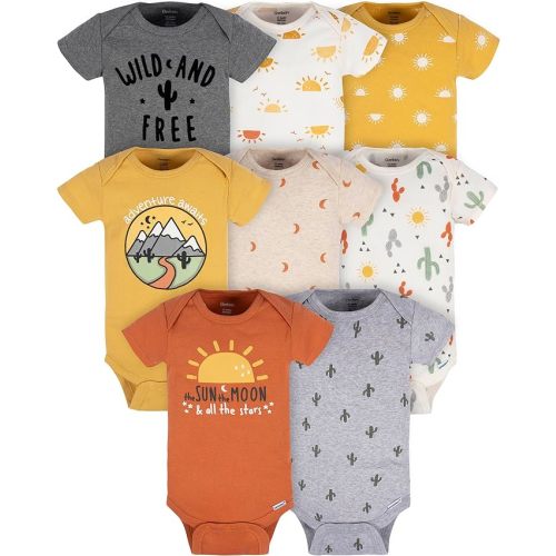 Gerber Baby Boys and Girls' 8-pack Short Sleeve Onesies Bodysuits