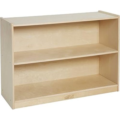 ECR4Kids 2-Shelf Mobile Storage Cabinet, Classroom Furniture, Natural
