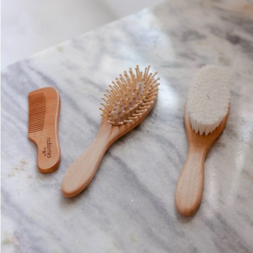 3-Piece Wooden Baby Hair Brush Set by Natemia