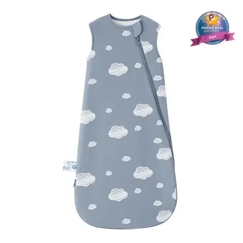 6-18M All Season Sleeveless Sleep Sack 1.0 TOG - Organic Cotton & Camel Wool - Blue Sky