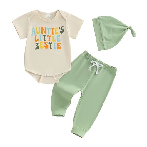 FIOMVA Newborn Baby Clothes Boy Funny Letter Short Sleeve Onesie Romper+Long Pants Set Infant Summer Outfits