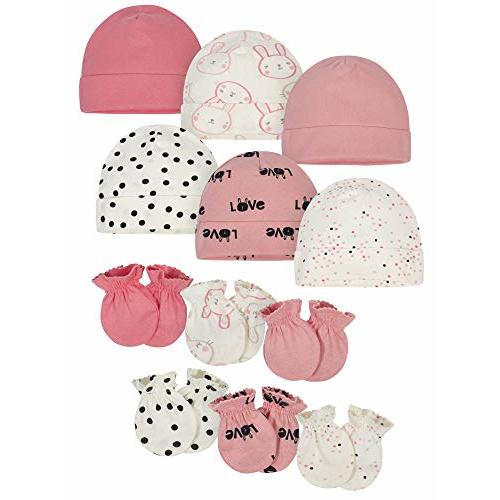 Onesies Brand Baby Girls' 12-Piece Cap and Mitten Set