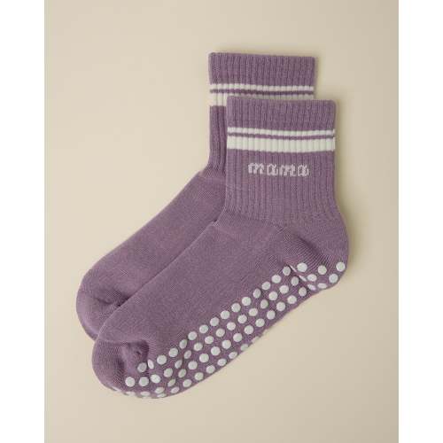 Non-Slip Quarter Crew Delivery Socks - Dusty Mauve & Ivory