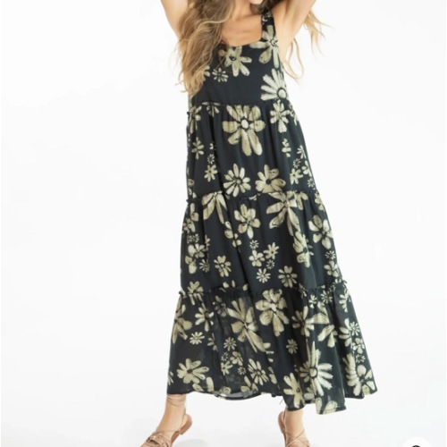 Adele Cotton Maxi Dress - Black Cream Daisies – Natural Life