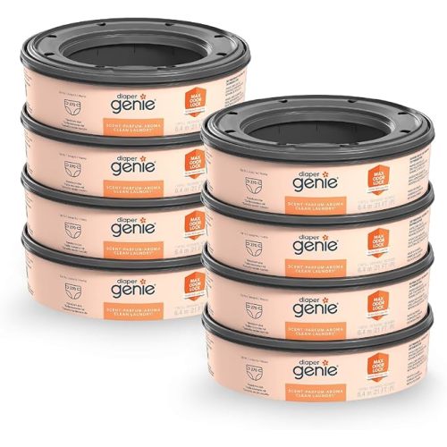 Diaper Genie Bags Refills 270 (Pack of 8) Clean Laundry Scent | Diaper Pail Refills with Max Odor Lock | Holds up to 2160 Newborn Diapers