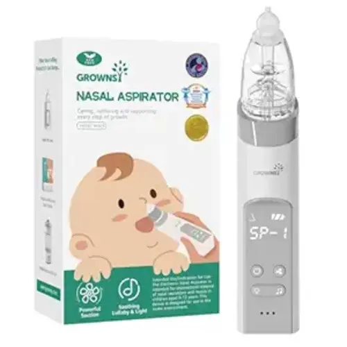 GROWNSY Nasal Aspirator for Baby, Electric Baby Nose Sucker with Larger Suction Chamber and More Powerful Suction, Automatic Nose Cleaner with Music and Light Soothing Function