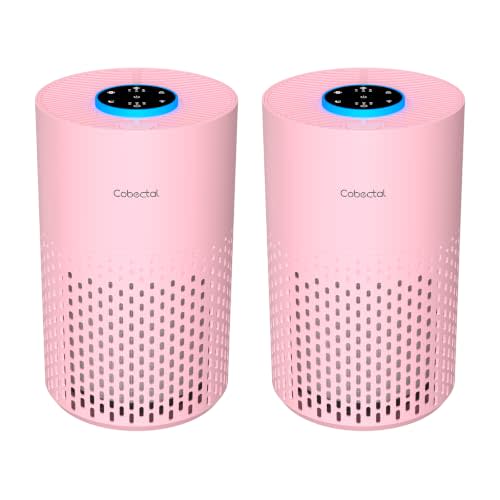 2 Pack Cobectal Air Purifiers for Home Bedroom with 3-in-1 Filter, Pink | Cover up to 1050 ft², Aroma Function, Sleep Mode, Portable Air Cleaner with Night Light for Office, Dorm, RVs