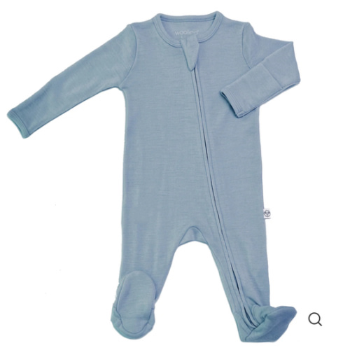 Footie Pajamas, Merino Wool, Blue