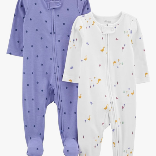 Simple Joys by Carter's Baby Girls' Cotton Footed Sleep and Play, Pack of 2