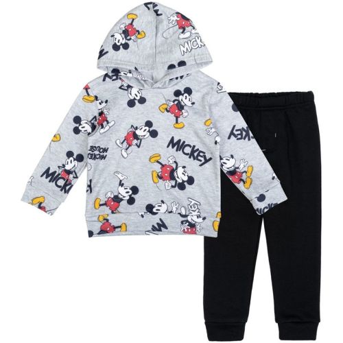 Disney Mickey Mouse Infant Baby Boys Fleece Pullover Hoodie and Pants Outfit Set Black / Gray 24 Months