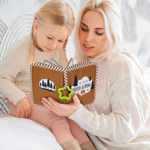 Baby's My First Family Album Soft Photo Cloth Book Forest Brown Bear My First Book of Photos Baby Memory Album Gift Holds 4x6 Pictures for Babies Newborn Toddler & Kids Baby Shower