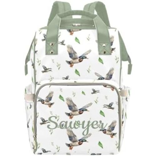 Personalized Mallard Diaper Bag Backpack with Name – Custom Baby Travel Tote for Mom or Dad, Nursing Bag for Girls, Shower Gift for Baby, Daycare Essentials