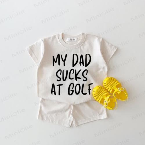 MY DAD SUCKS AT GOLF Baby 2-piece White  Set
