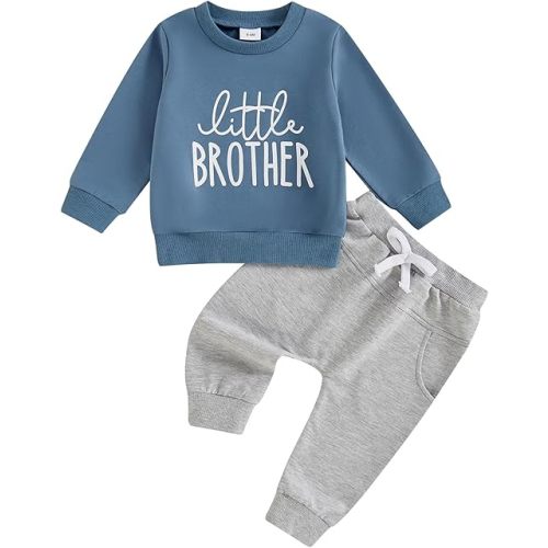 Baby Boy Fall Clothes Set Long Sleeve Letter Print Sweatshirt Pants Toddler Infant Outfits 6 12 18 24 Months 2T