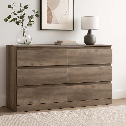 Brindle 6 Drawer Dresser, Gray Oak, by Hillsdale Living Essentials