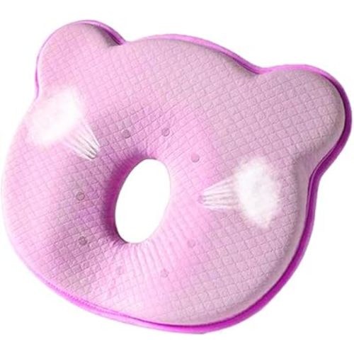 Memory Foam Baby Pillow, Portable Cartoon Bear Soft and Cozy Pillow(Pink77), Breathable Bedding Set for Infants for Small Boys and Girls(Pink)
