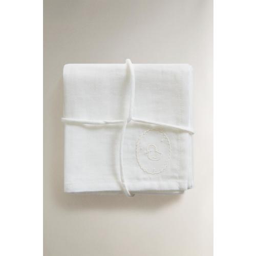 BABY EMBROIDERED MUSLIN CLOTH PACK (PACK OF 2) - Oyster-white | ZARA United States