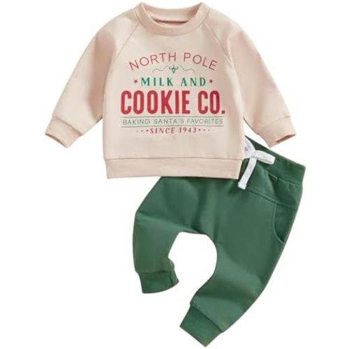 TheFound Christmas Baby Boy Girl Outfit Xmas Fall Winter Pullover Sweatshirt Warm Pant Newborn Toddler Baby Christmas Clothes