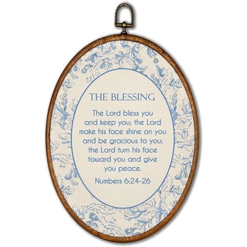 KSDUT Christian Wall Decor Art - Blue Flower Trendy Retro Wall Art Canvas Frame Hanging Prints, Bible Verse Preppy Oval Wall Art Decor for Grandmillennial Home Bedroom Decorations 8.6"x11.4"
