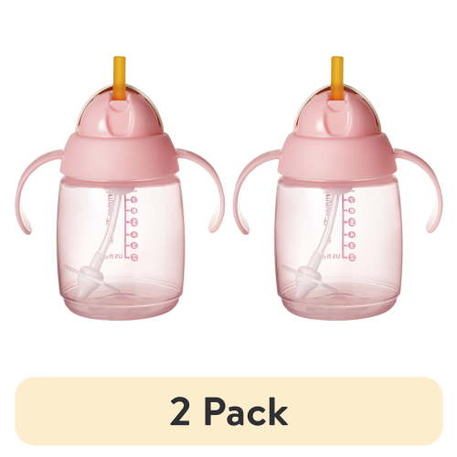 (2 pack) Tommee Tippee Starter Weighted Straw Baby & Toddler Cup, Spill-Proof, 6m+, 10oz, Pink, 1-Pack