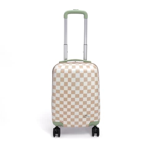 Itzy Ritzy Toddler Suitcase with Adjustable Handle, 360-Degree Spinner Wheels, 2 Interior Compartments and Hard Shell Design – Perfect Kids Luggage with Wheels for Ages 3 and Up (Checkerboard)