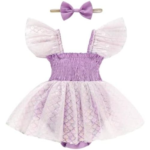 TITKKOP Baby Girl Tulle Romper|Newborn Summer Bodysuit|First Birthday Photo Shoot|Cake Smash Outfit for Infants 0-18M