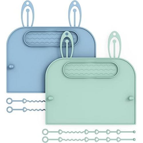 2Pack Silicone Placemats for Baby&Kid, Stain-Proof Non-Slip Baby Place Mat for Restaurant Highchair& Home Dining, Baby-led Food mats for Travel, Portable Toddler Table mat-Waterproof&Dishwasher Safe