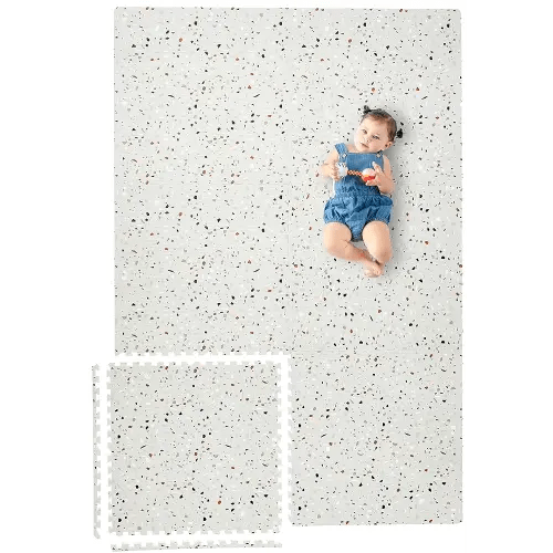 Yay Mats Stylish Extra Large Baby Play Mat. Soft, Thick, Non-Toxic Foam Covers 6 ft x 4 ft. Expandable Tiles with Edges Infants and Kids Playmat Tummy Time Mat