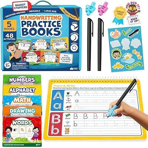 Magic Grooved Writing Practice for Kids Age 3-5 - Grooved Writing Books for Kids 3-5 - Handwriting Practice for Kids 5-7 - Preschool Tracing Books, Toys for 4 Year Old - Easter Gifts