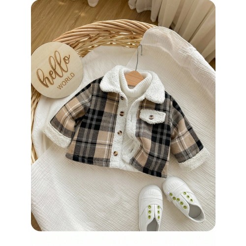 Newborn Baby Boy Casual Cute Plaid Thermal Lined Lapel Jacket, Autumn/Winter Fall | SHEIN USA