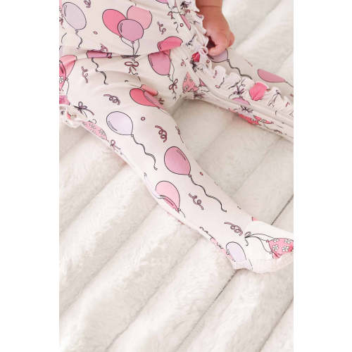 Party Time Ruffle Zipper Footie | Pink