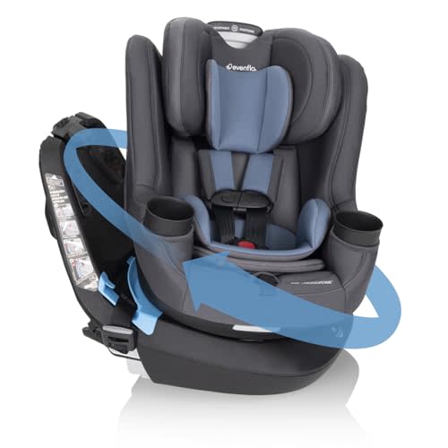 Evenflo REO by Revolve360 Rotating Convertible Car Seat with Quick Clean Cover, Infant to Toddler, Forward and Rear Facing, Compact Design, One-time Install (Nantucket)