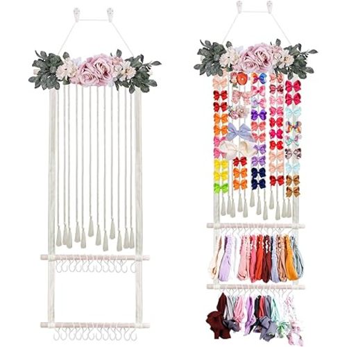 Headband Holder Bow Organizer for Girls, Hair Clips Bows Holder Baby Headbands Storage Personalized Hair Accessories Storage Organizer Wall Hanging Decor for Nursery Room Closet