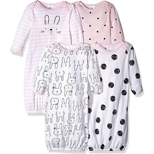 Gerber Baby Girls' 4-pack Sleeper Gown