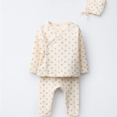 FLORAL PRINT T-SHIRT, LEGGINGS AND BONNET SET - Ecru | ZARA United States