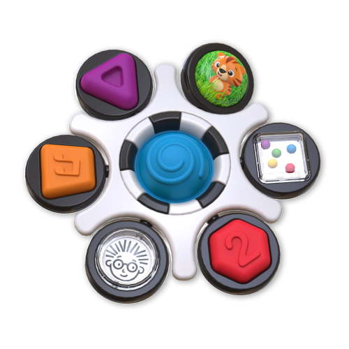 Baby Einstein Curiosity Clutch Twist and Pop Rattle Teether Infant Toy for Discovering Textures, Colors, Shapes, 3 Months+