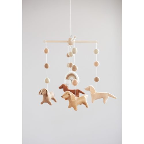 Dachshunds and rainbow baby mobile, nursery decor, dog mobile, pet lover gift, baby shower gift, neutral baby mobile