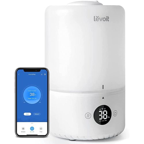 LEVOIT Humidifiers for Bedroom, Smart WiFi Alexa Control, Top Fill Cool Mist for Baby Nursery and Plants with Essential Oil Diffuser, Humidity Display, Easy Clean, Whisper Quiet Operation, 3L, White