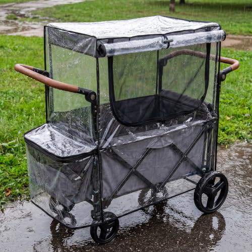 Large Wagon Stroller Rain Cover with Mosquito Net, Clear Cover with Window | 38 x 37 x 25 Inch for 2-4 Seater Wagon Stroller, Waterproof Windproof Camping Picnic, Wagon Stroller Accessories